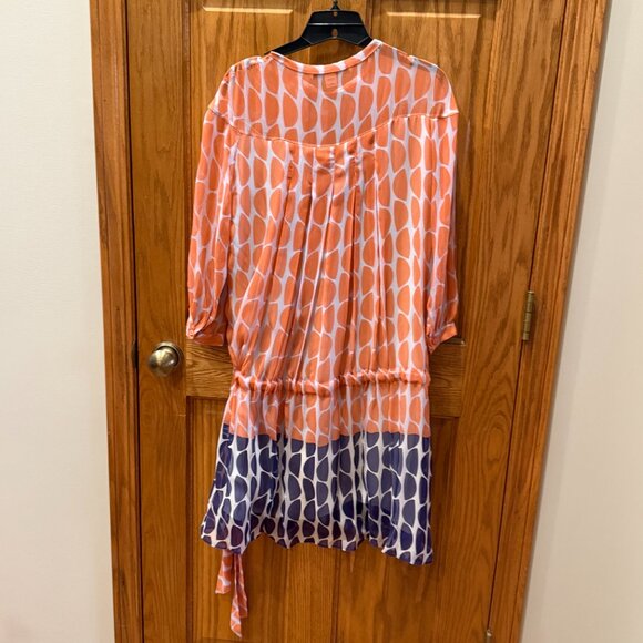 Diane von Furstenberg Desma Keyhole Neck Blouson Silk Chiffon Mini Dress Size 12 - Picture 4 of 8